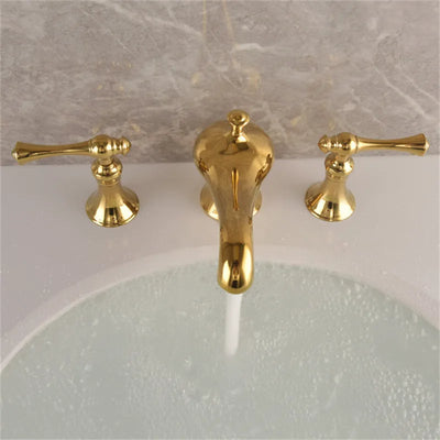 Aladin Gold 8" inch wide spread bathroom faucets