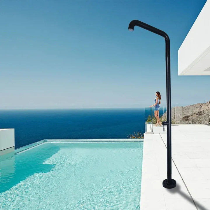 Modern Black Freestanding Floor Mounted Bathtub Faucet with Handheld Shower