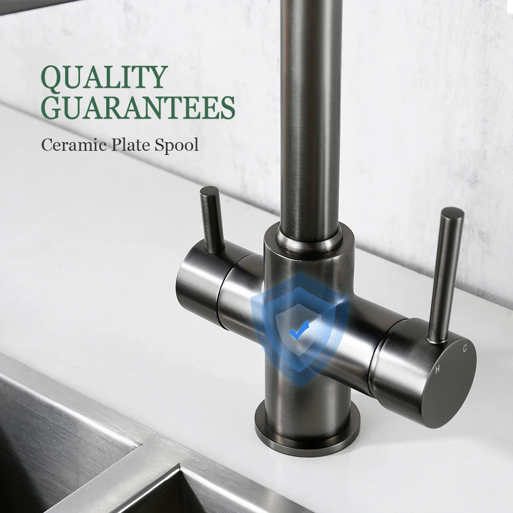 LIMA-3 Ways Kitchen Faucet Mixer Black Hose Mount Pull Out Dual Spray Nozzle Water Kitchen Taps