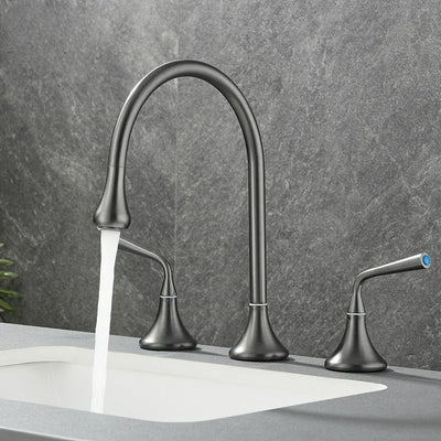 Tear drop 8" inch wide spread bathroom faucet
