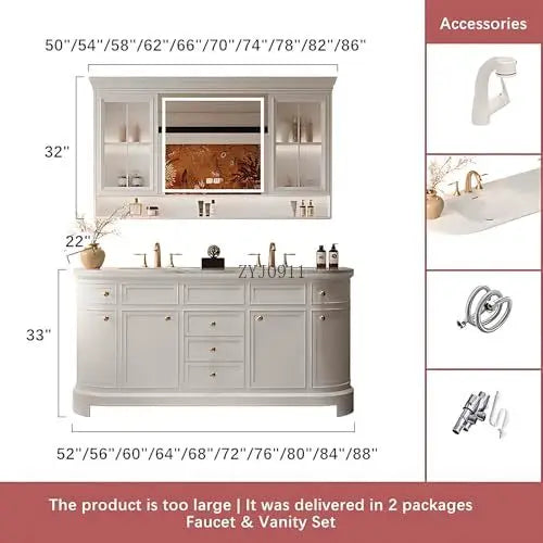 Marylin-Victorian Traditonal Curved double sink vanity 60"