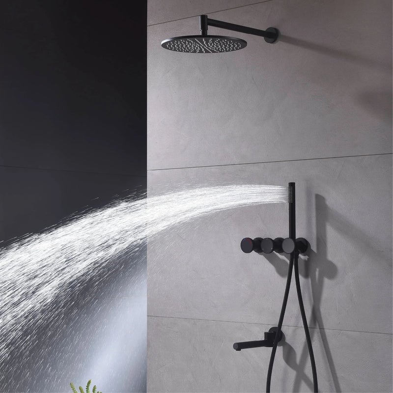 White matte volume control 3 way function completed shower system kit
