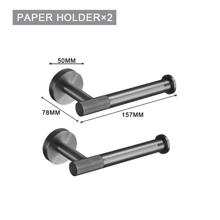 Grey Gun Metal Bathroom Hardware Set Accessories Kit Stainless Steel Round Wall Rack Hand Bar Toilet Roll Paper Holder Robe Towel Hook