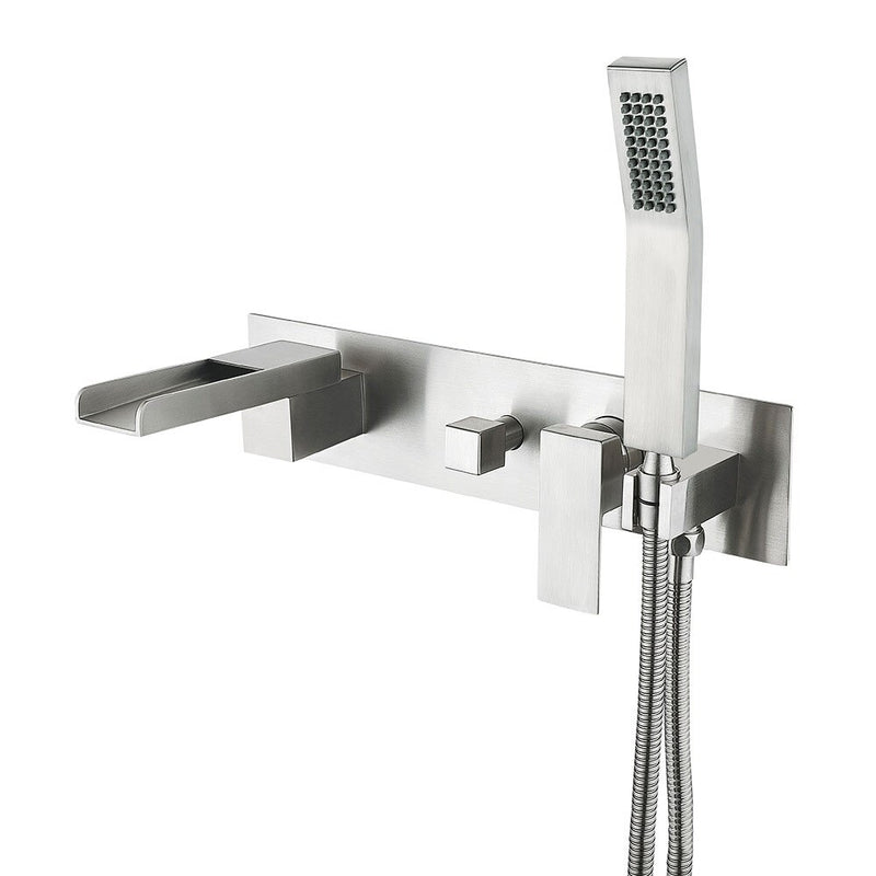 Square waterfall wall mounted bathtub filler faucet set