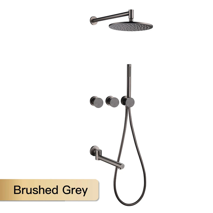 Lisboa II-Brass Shower System Simple Design Wall Mounted 2 Handle Hot & Cold Water 3 Function Bathroom Faucet