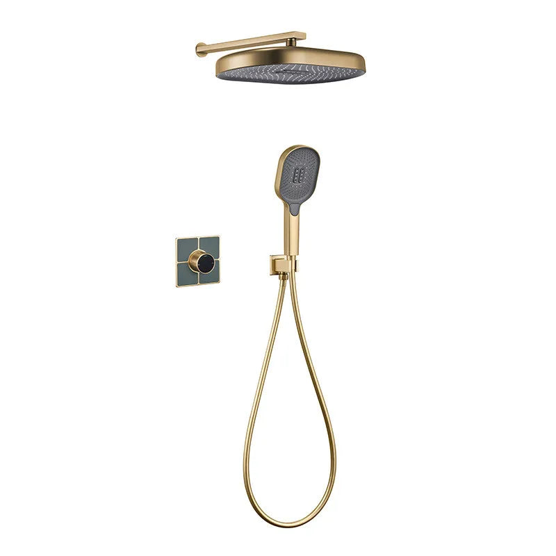 Aria-Brushed gold round  2 way thermostatic shower set