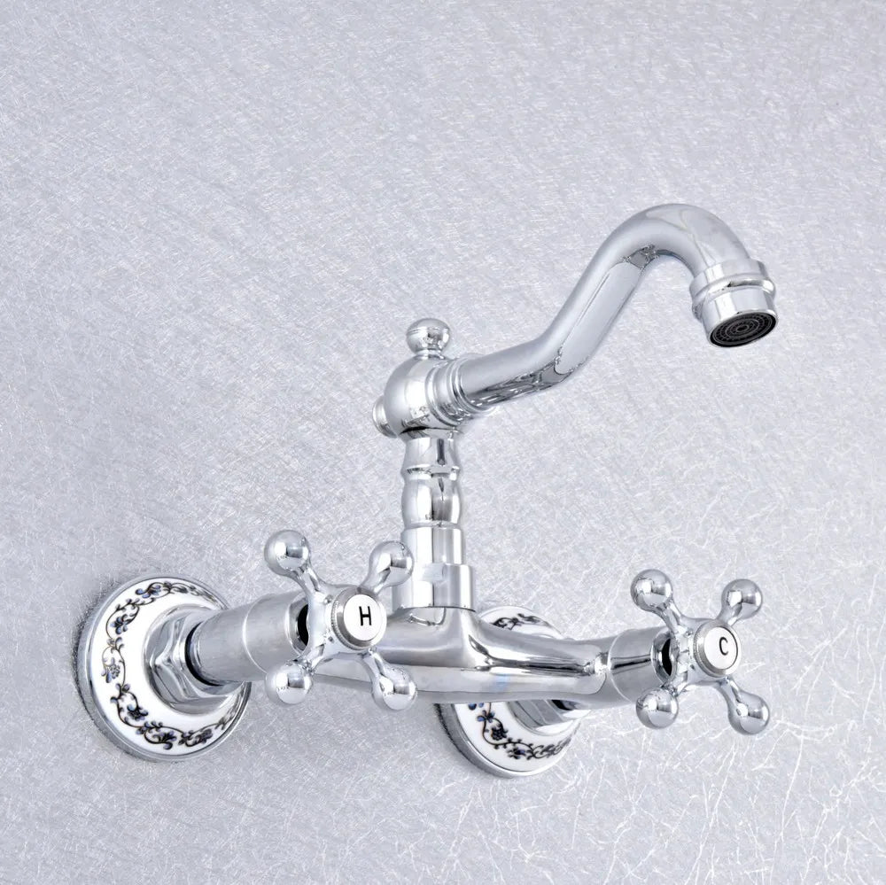 Chrome Victorian Farmer Sink Mixer Tap Swivel Faucet