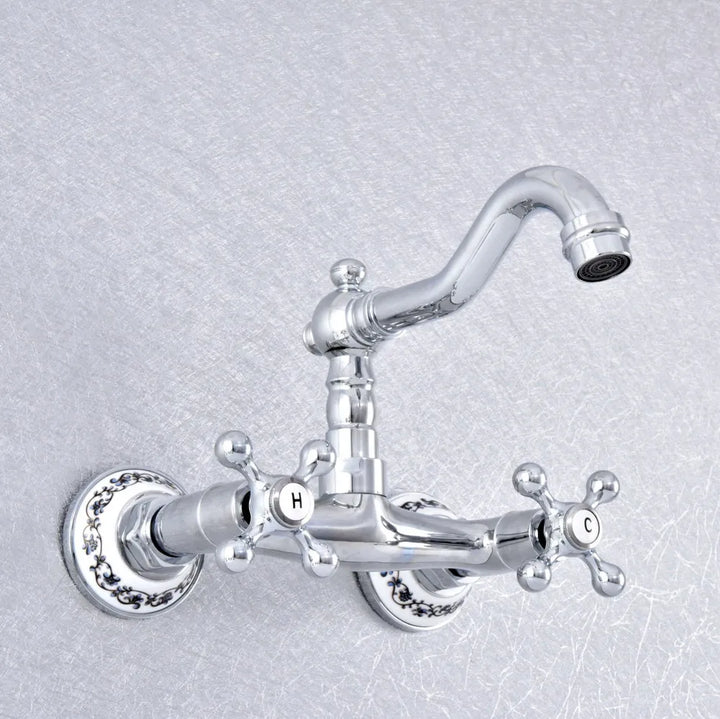 Chrome Victorian Farmer Sink Mixer Tap Swivel Faucet