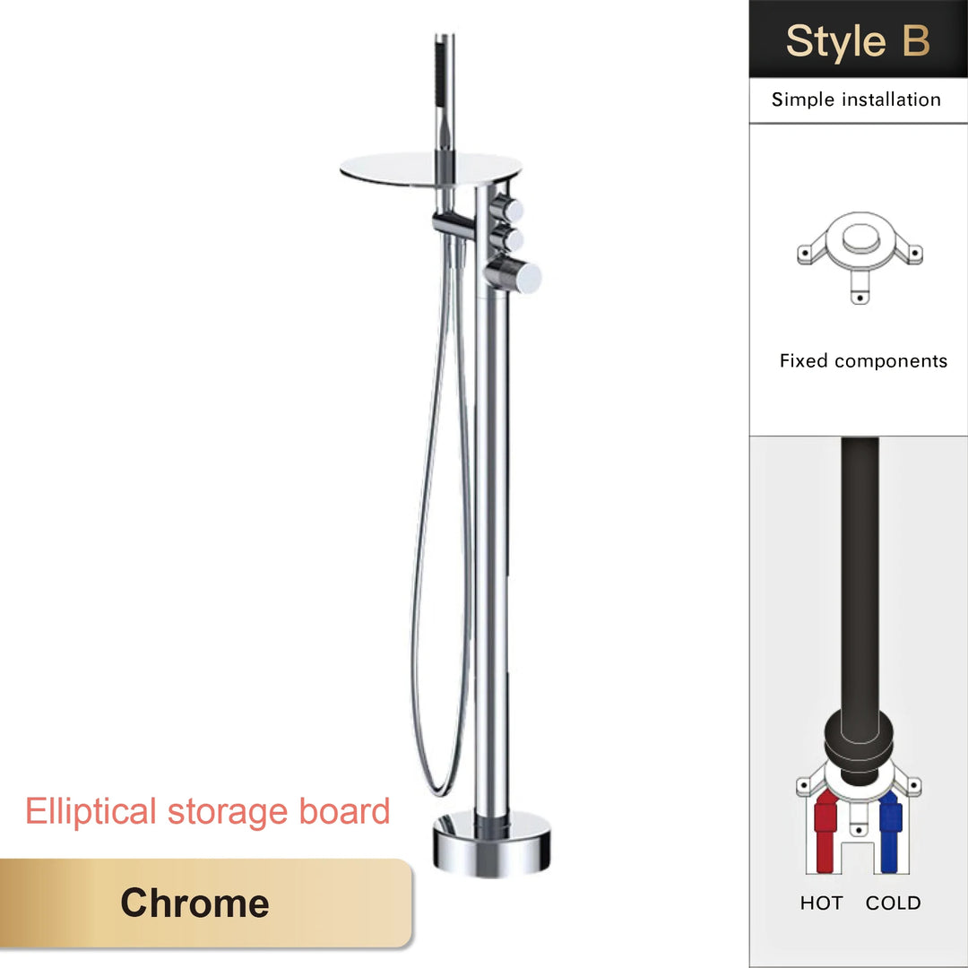 Andromeda-Gunmetal Bathtub Faucet 2 Function Hot Cold Mixer Tap Floor Mount Bathroom Tub Shower Modern Home Bath Tap