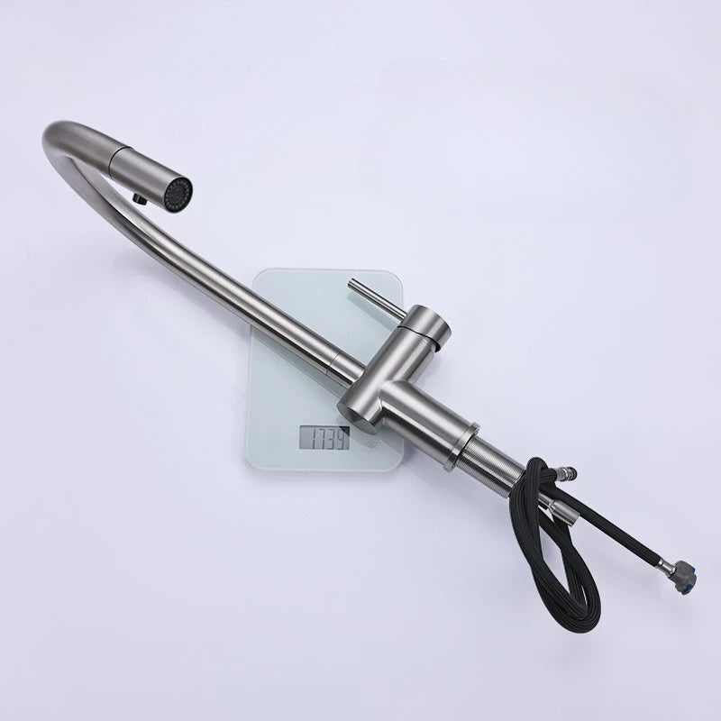 Excalibur II- Modern clean simple but sleek  Retractable Dual Sprayer Kitchen Faucet