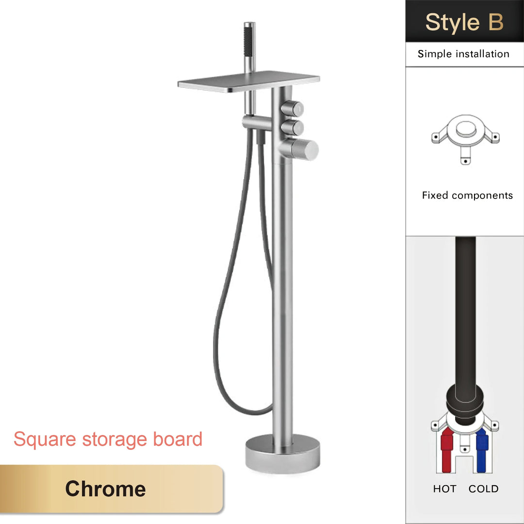 Andromeda-Gunmetal Bathtub Faucet 2 Function Hot Cold Mixer Tap Floor Mount Bathroom Tub Shower Modern Home Bath Tap