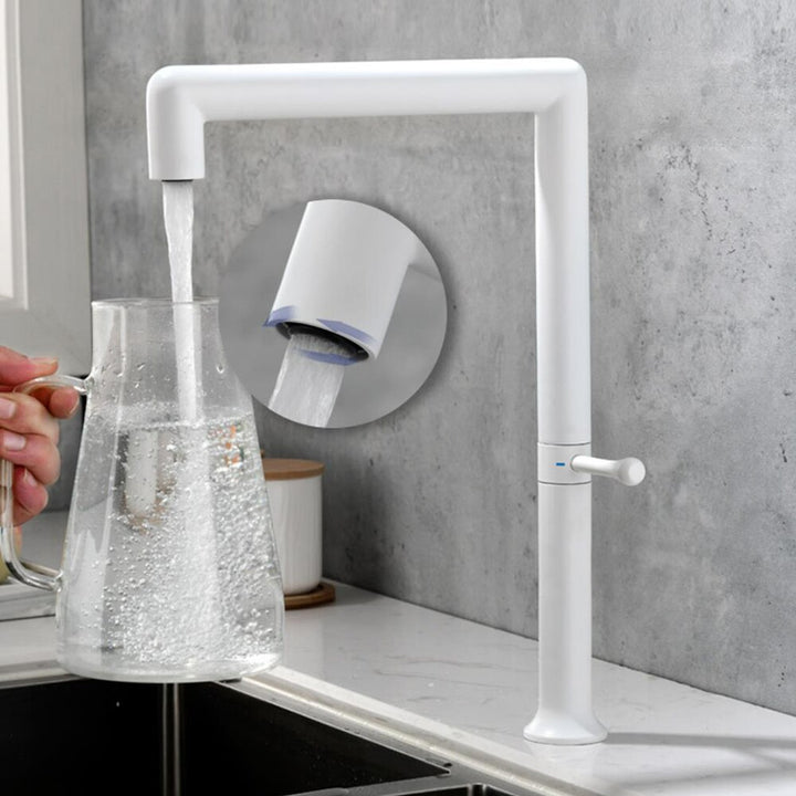 White Matte Euro design clean sleek modern kitchen faucet