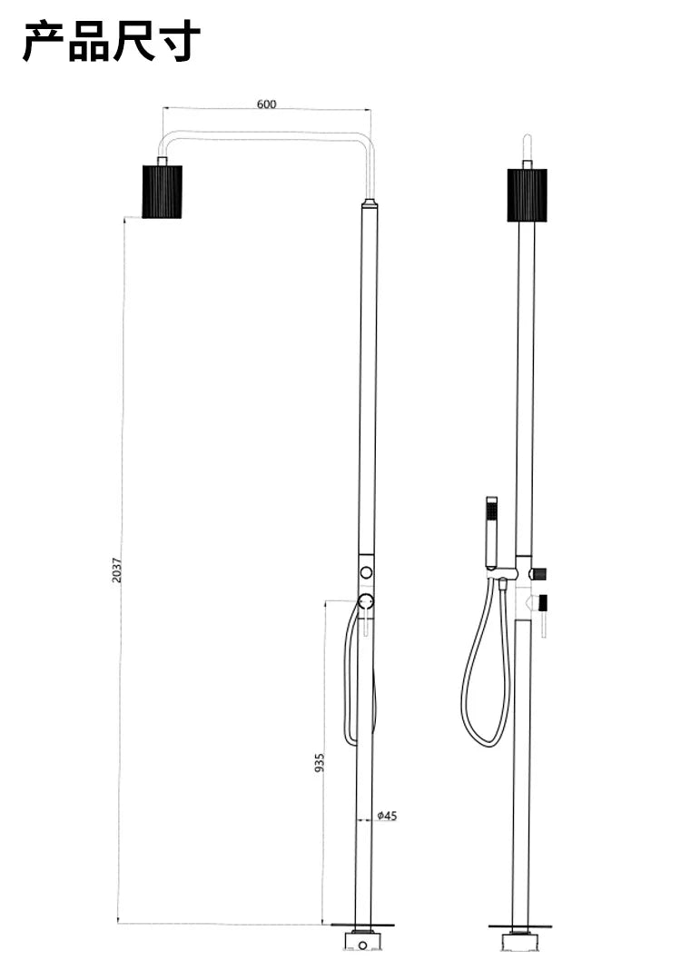 Outdoor floor shower stainless steel vertical shower shower villa swimming pool beach bath hot and cold column set