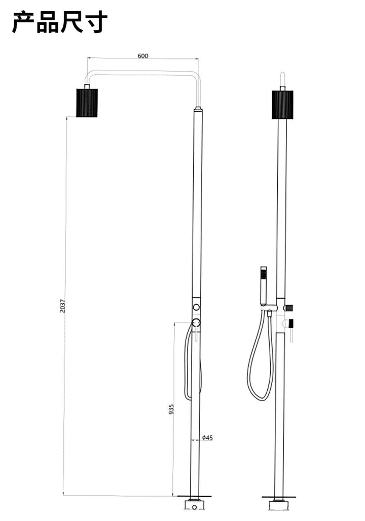 Outdoor floor shower stainless steel vertical shower shower villa swimming pool beach bath hot and cold column set