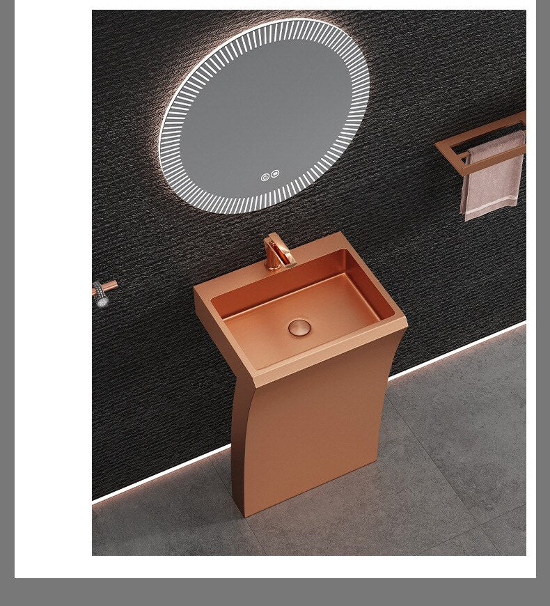 New Nordic design stainless steel pedestal basin sink