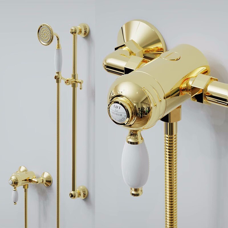Gold Polished Brass Victorian Exposed Shower system
