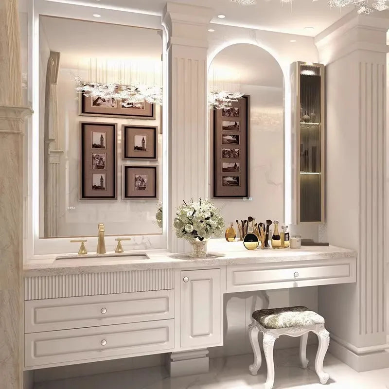 Cream Wind Oak Make up Bathroom Vanity Custom tailor