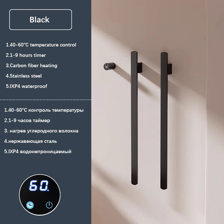 Elemento- Towel Warmer Hidden Wires Electric Heated Towel Rail Temperature Time Control Bath Electric Towel Rack