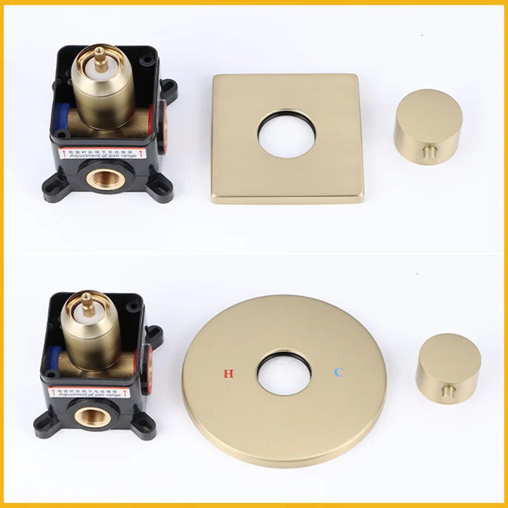 Hot and Cold Mixing Valve Body Faucet Single Handle Bathroom Concealed Shower Mixing Valve and Trim Kit Round Square