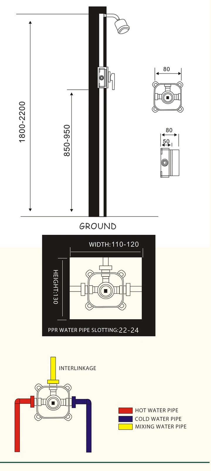 Hot and Cold Mixing Valve Body Faucet Single Handle Bathroom Concealed Shower Mixing Valve and Trim Kit Round Square