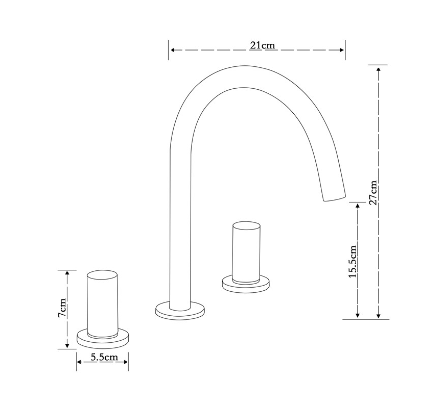 Valencia- Brushed Rose Gold/ Black matte handles  8" Inch wide spread bathrom faucet