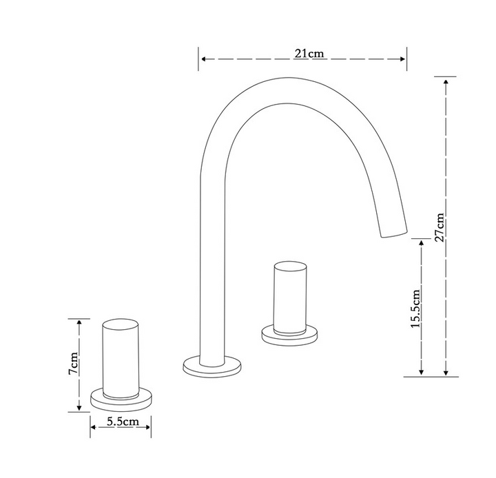 Valencia- Brushed Rose Gold/ Black matte handles  8" Inch wide spread bathrom faucet