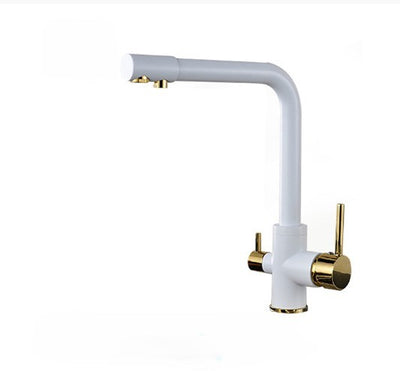 White with gold polished 2 way bar faucet