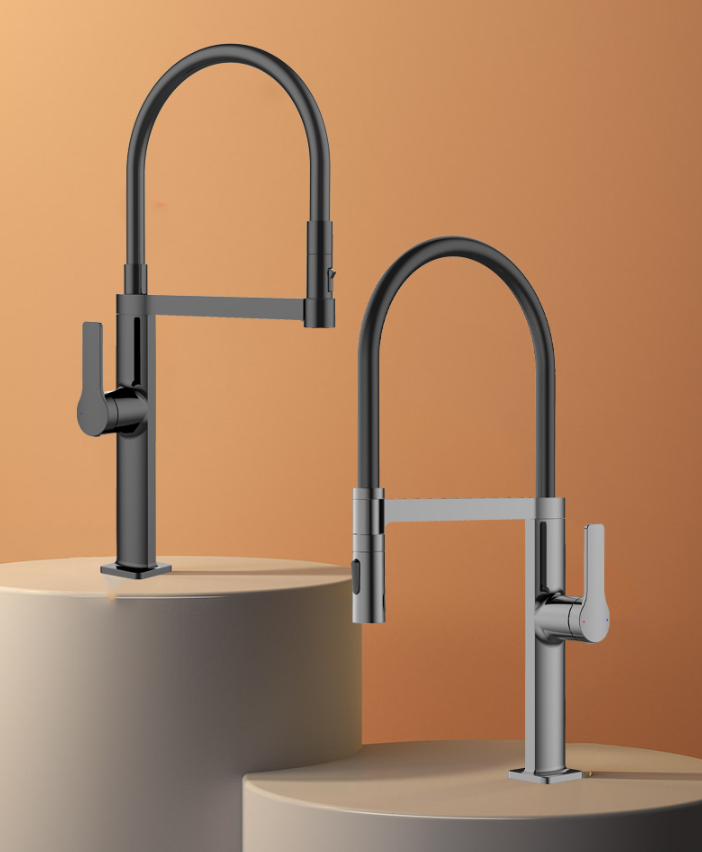 Pantera Nero Euro Design Pull Out Dual Spray Kitchen Faucet