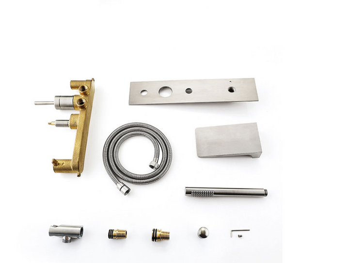 Brushed gold wall mounted bathtub filler faucet set