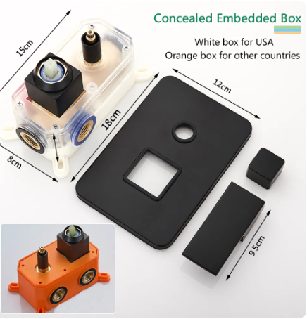 CSA certified-Black square 12 inches rain head 3 way function diverter tub and hand spray shower kit