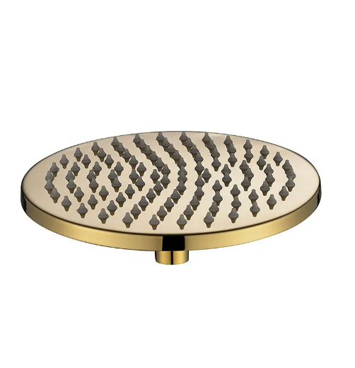 Gold polished brass round 10 inch rain head 2 way function pressure balance shower set