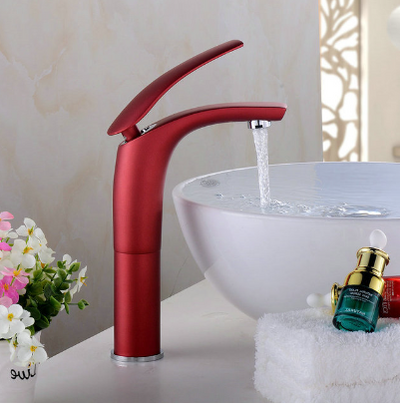 Red light tall vessel faucet
