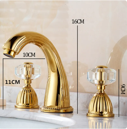 Portobelo-Gold 8" Inch Wide Spread Faucet With Crystal Ball Handles