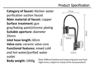 Nordic design 2 way reverse osmosis and pull out dual spray kitchen faucet