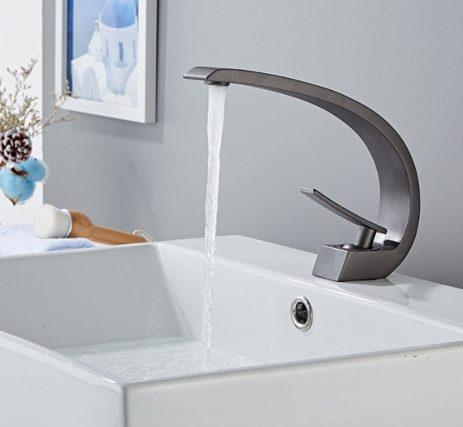 Gun metal color single hole lavatory sink faucet