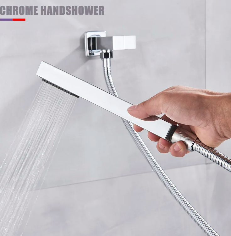 Chrome square 2 way function diverter thermostatic shower kit