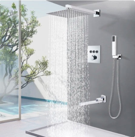 CSA certified - Chrome square 2 -3 way function diverter thermostatic shower kit