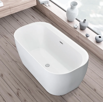 White Oval Freestanding Bathtub 59" X 28"