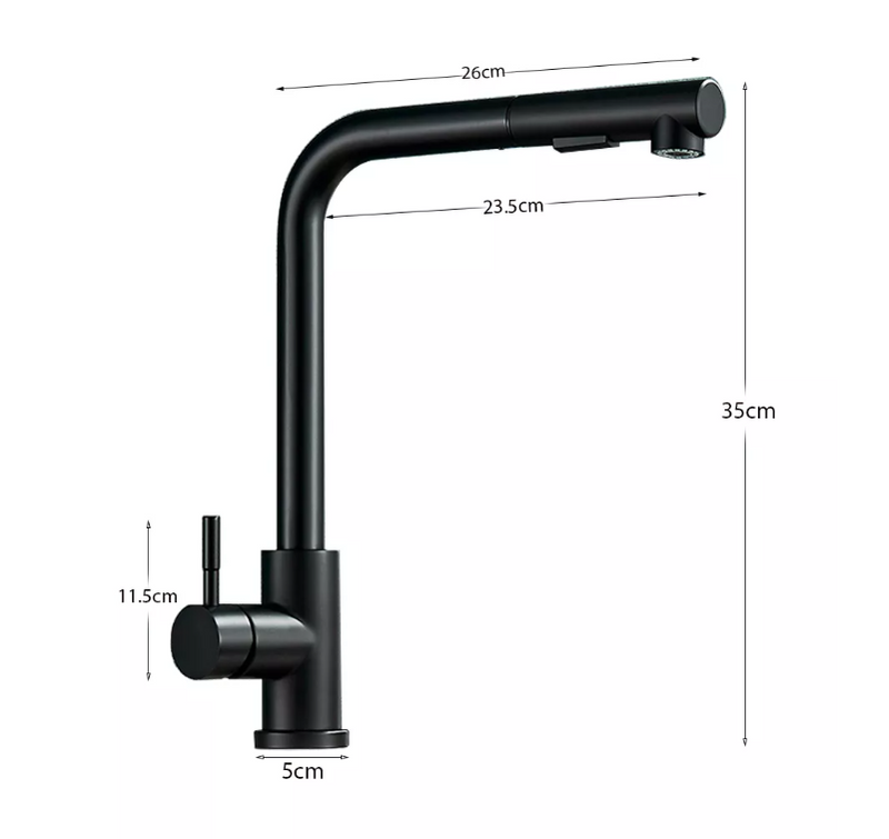 Black pull out kitchen bar faucet