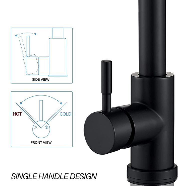 Black Clean Sleek Modern Kitchen Faucet Pull Out Dual Sprayer