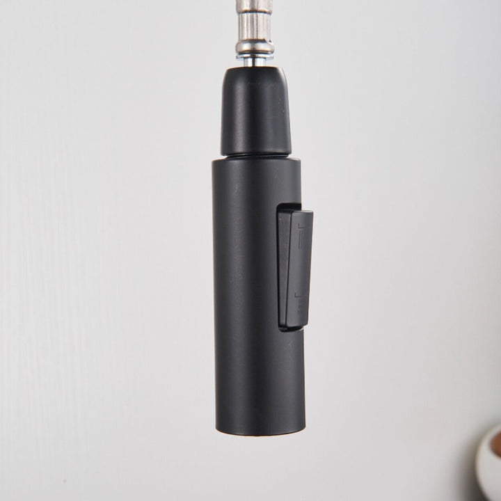 Black Clean Sleek Modern Kitchen Faucet Pull Out Dual Sprayer