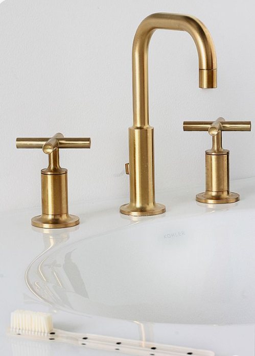 Diavolo- Brushed gold- Matte Black 8" inch Cross Handle widespread bathroom faucet
