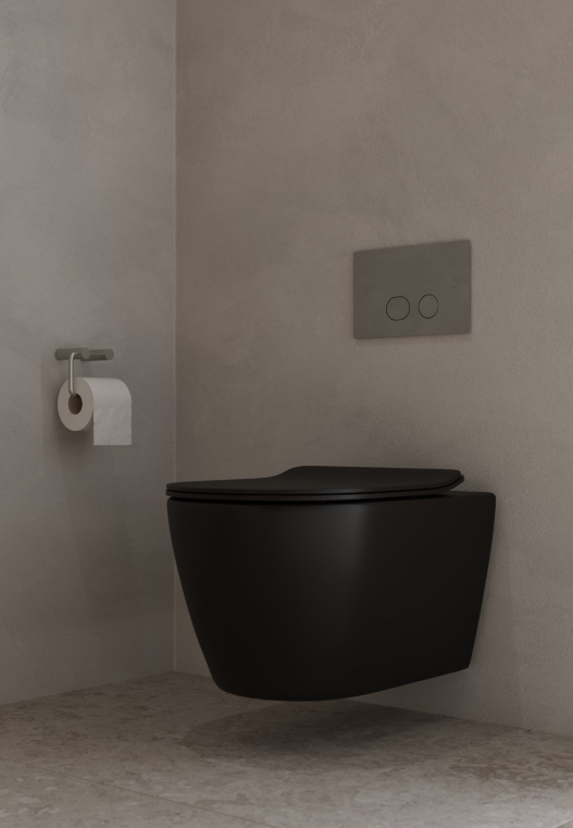 Black wall hung toilet bowl with cistern dual flush tank 2x4 and Cistern button soft close seat KIT