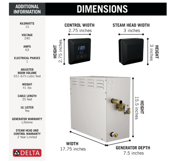 SteamScape 15kW Steam Generator - 240V 1ph