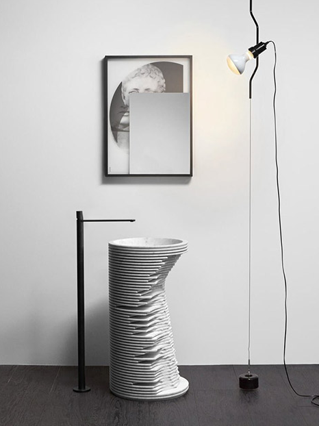 Curva- - Natural Stone Marble Pedestal