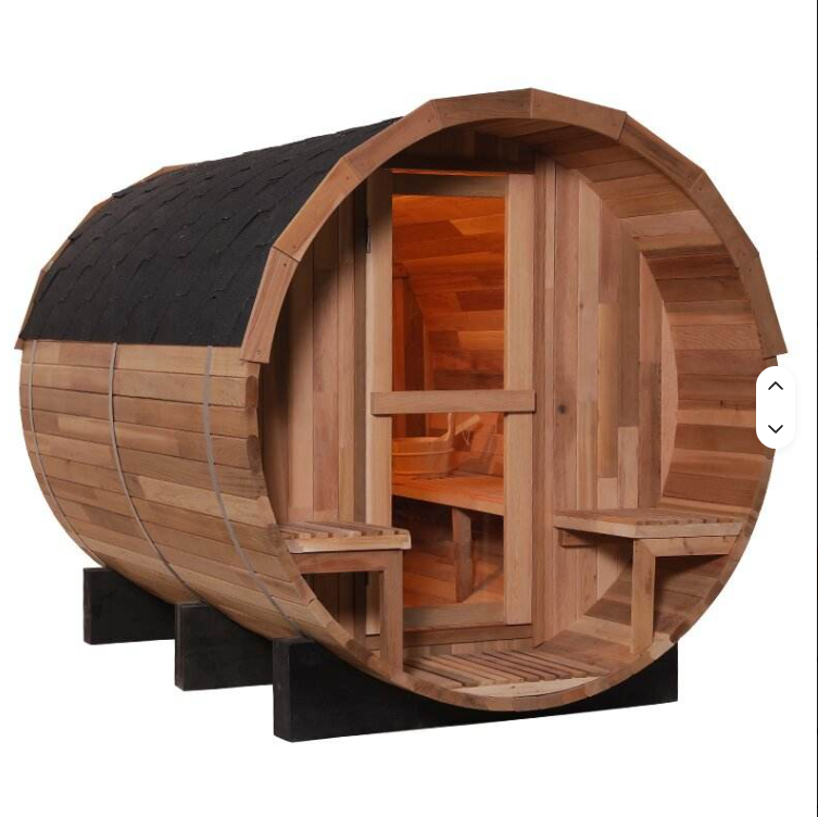 Canadian Cedar Barrel Steam Sauna, 4-6 Person Outdoor 70"x70"x98"