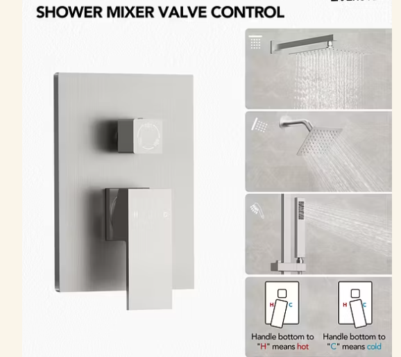 Yukon-Dual Shower 2 Head Rainfall 3 Way Function Showr System