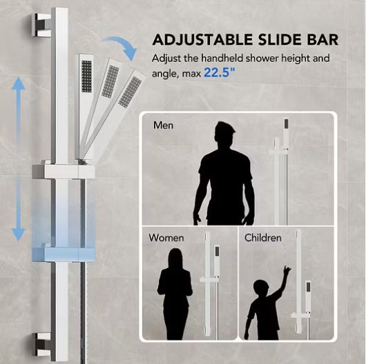 Yukon-Dual Shower 2 Head Rainfall 3 Way Function Showr System