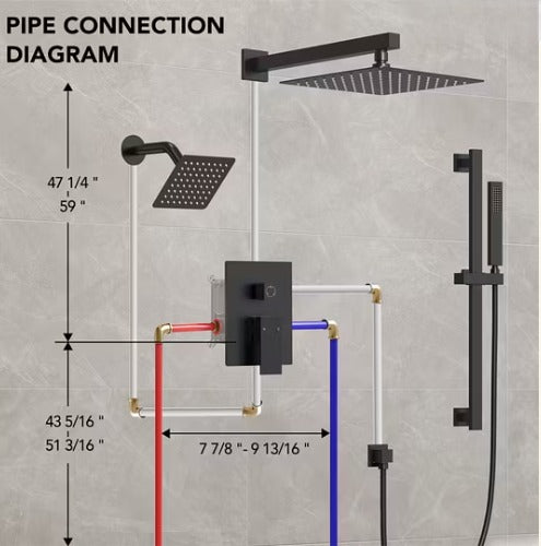 Yukon-Dual Shower 2 Head Rainfall 3 Way Function Showr System