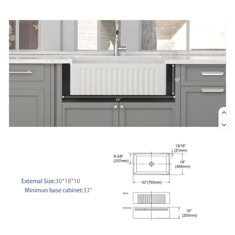 30inch Single Bowl Farmhouse Sink With Apron Front Porcelain Ceramic Kitchen Sinks Includes Accessories
